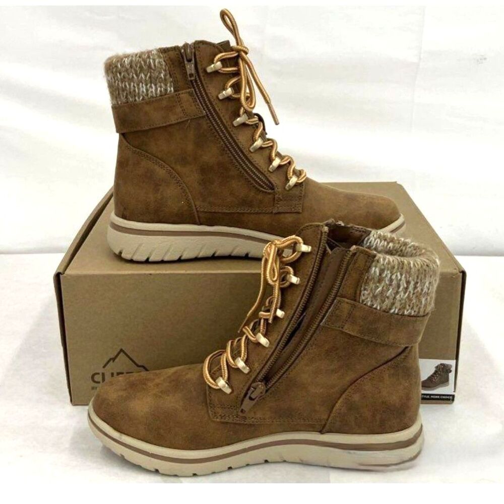 New in Box Cliffs "Kelsie" Hearten Tan Lace Up Size Women's 6.5 Boots
